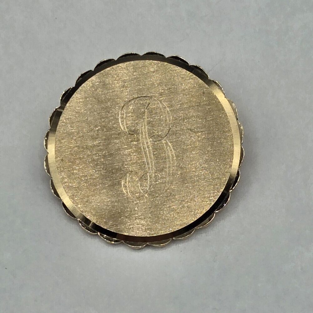Vintage LaMode Karatclad Script Initial B Monogram Brooch Pin Heavy Gold Plated